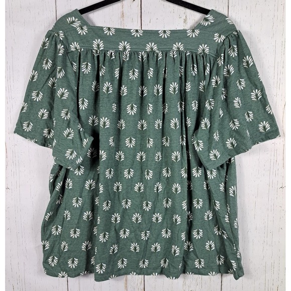 Croft Barrow Plus Size XXL Womens Green Print Short Sleeve‎ Blouse Top - Picture 6 of 7